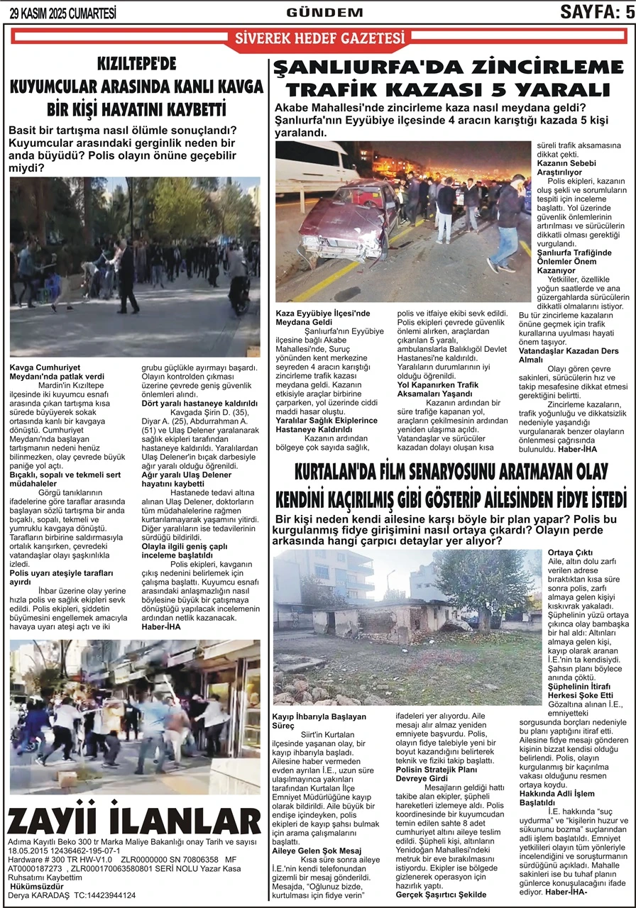 29.11.2025 Tarihli Gazetemiz
