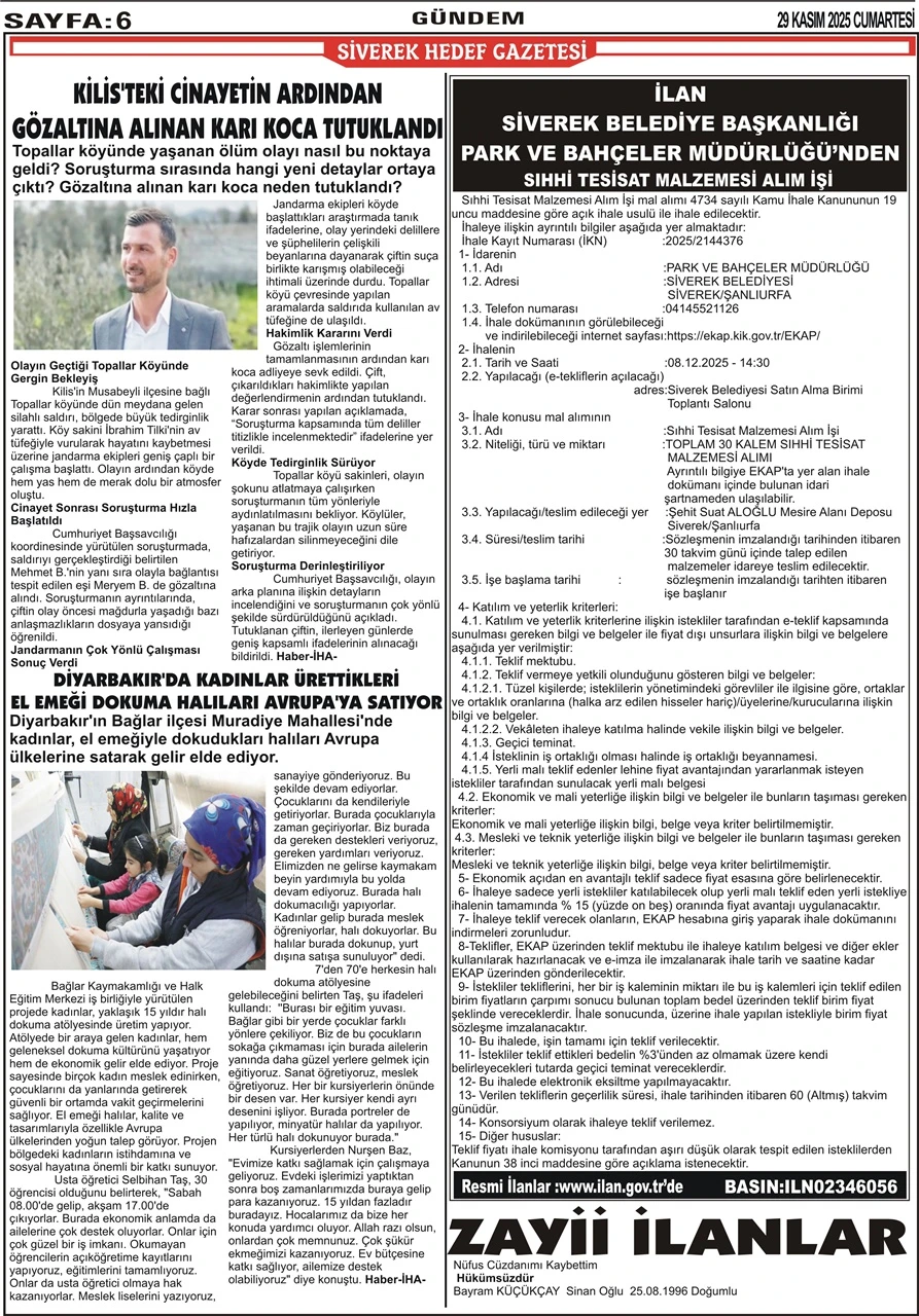 29.11.2025 Tarihli Gazetemiz