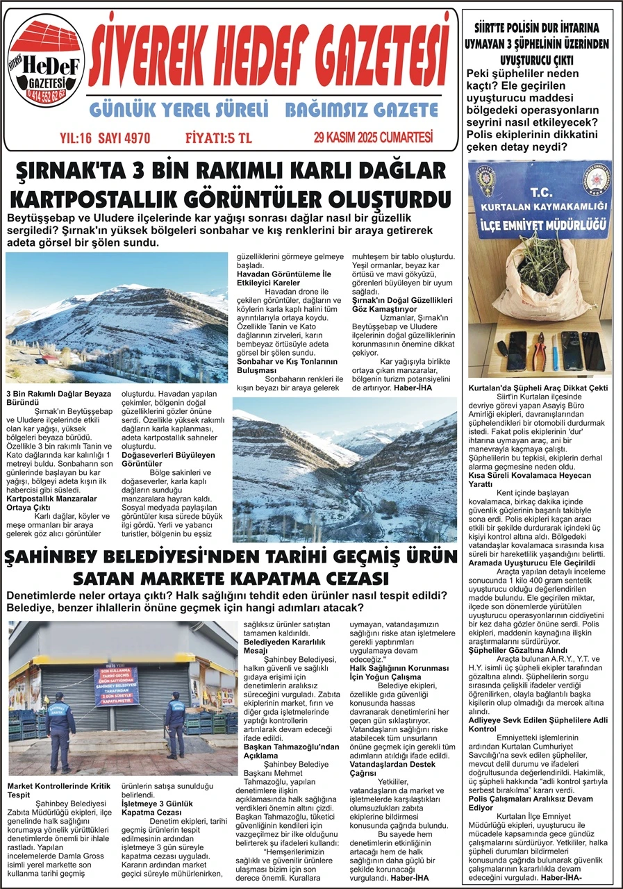 29.11.2025 Tarihli Gazetemiz