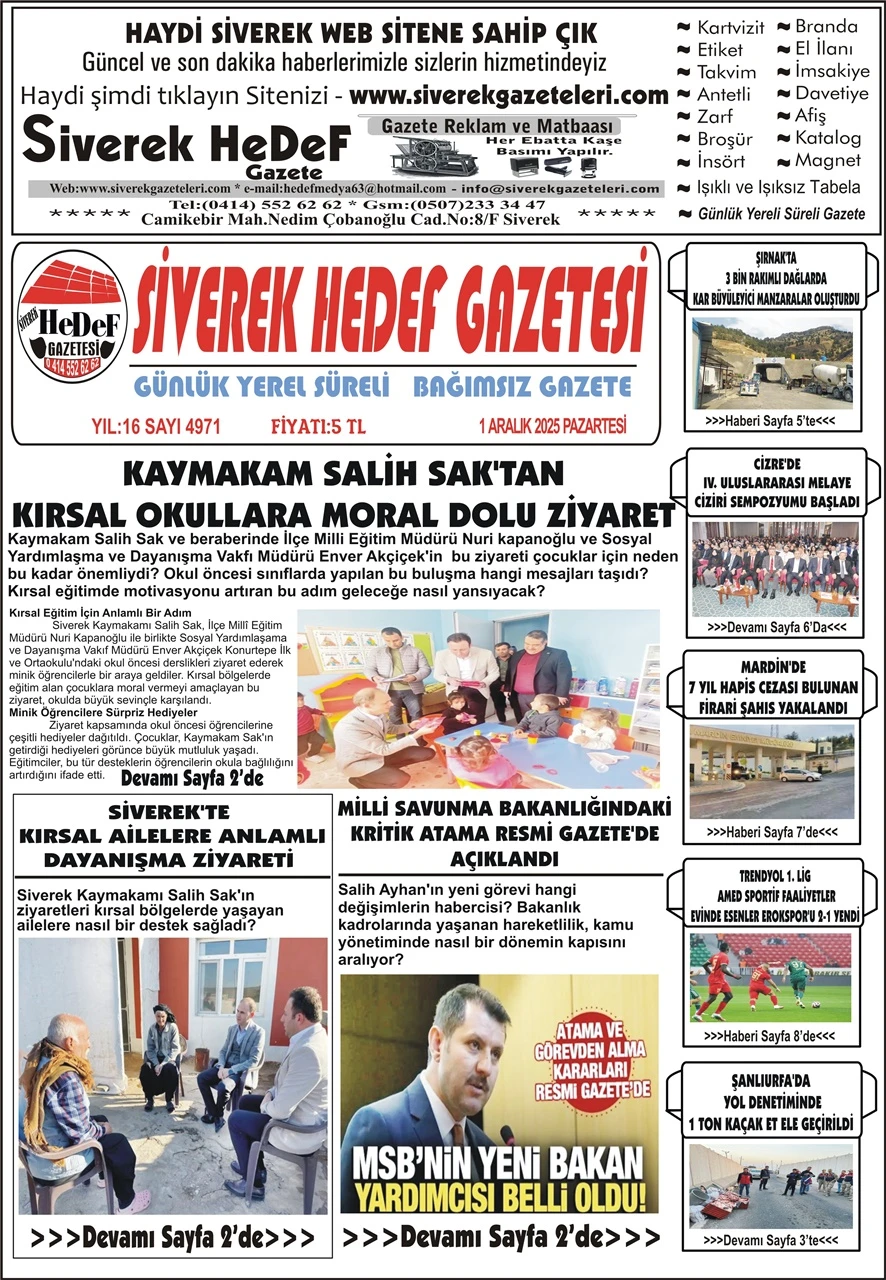 1.12.2025 Tarihli Gazetemiz