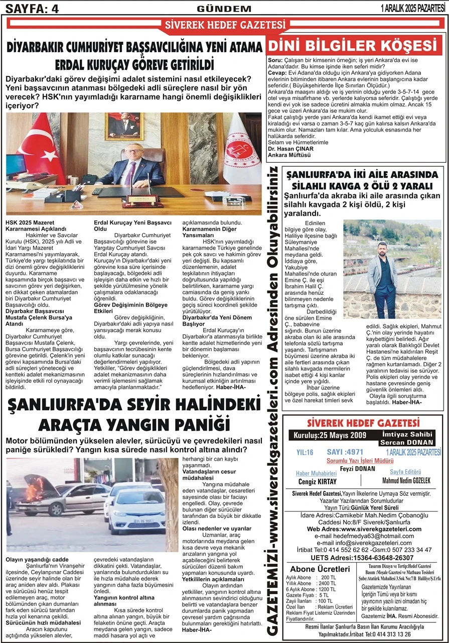 1.12.2025 Tarihli Gazetemiz