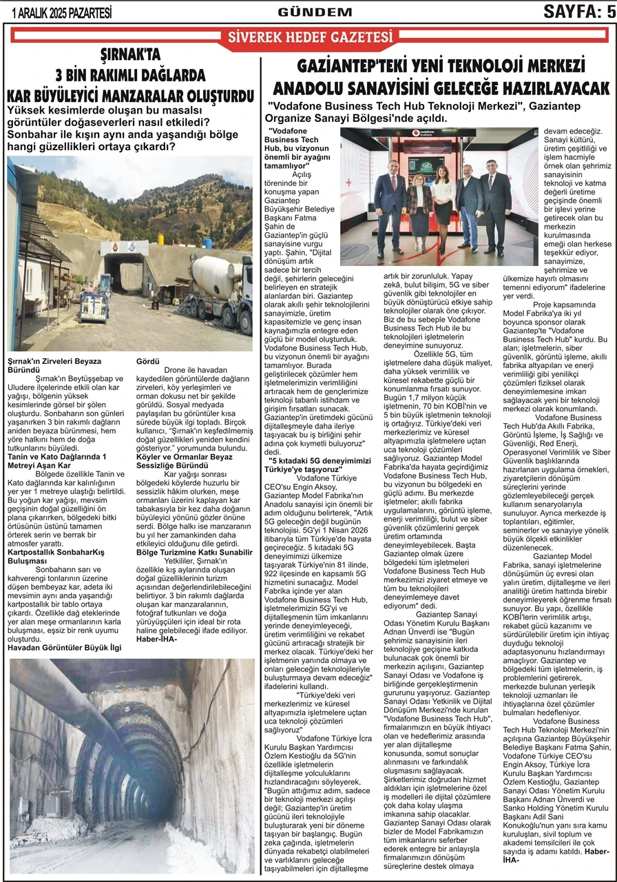 1.12.2025 Tarihli Gazetemiz