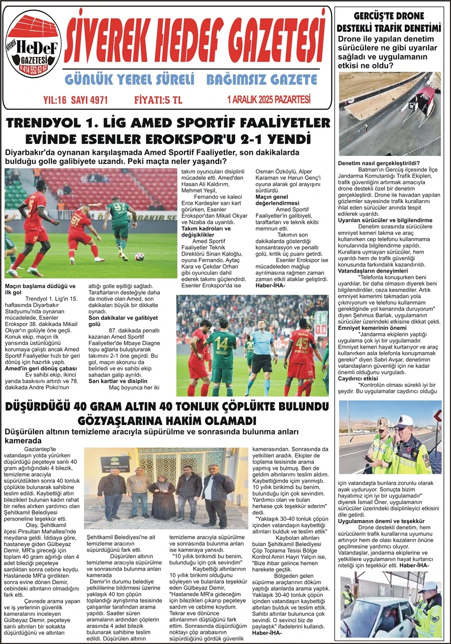 1.12.2025 Tarihli Gazetemiz