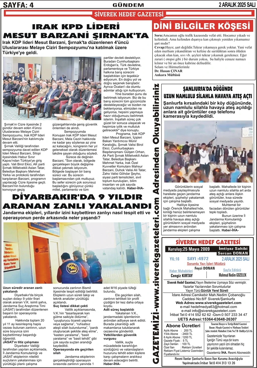 2.12.2025 Tarihli Gazetemiz