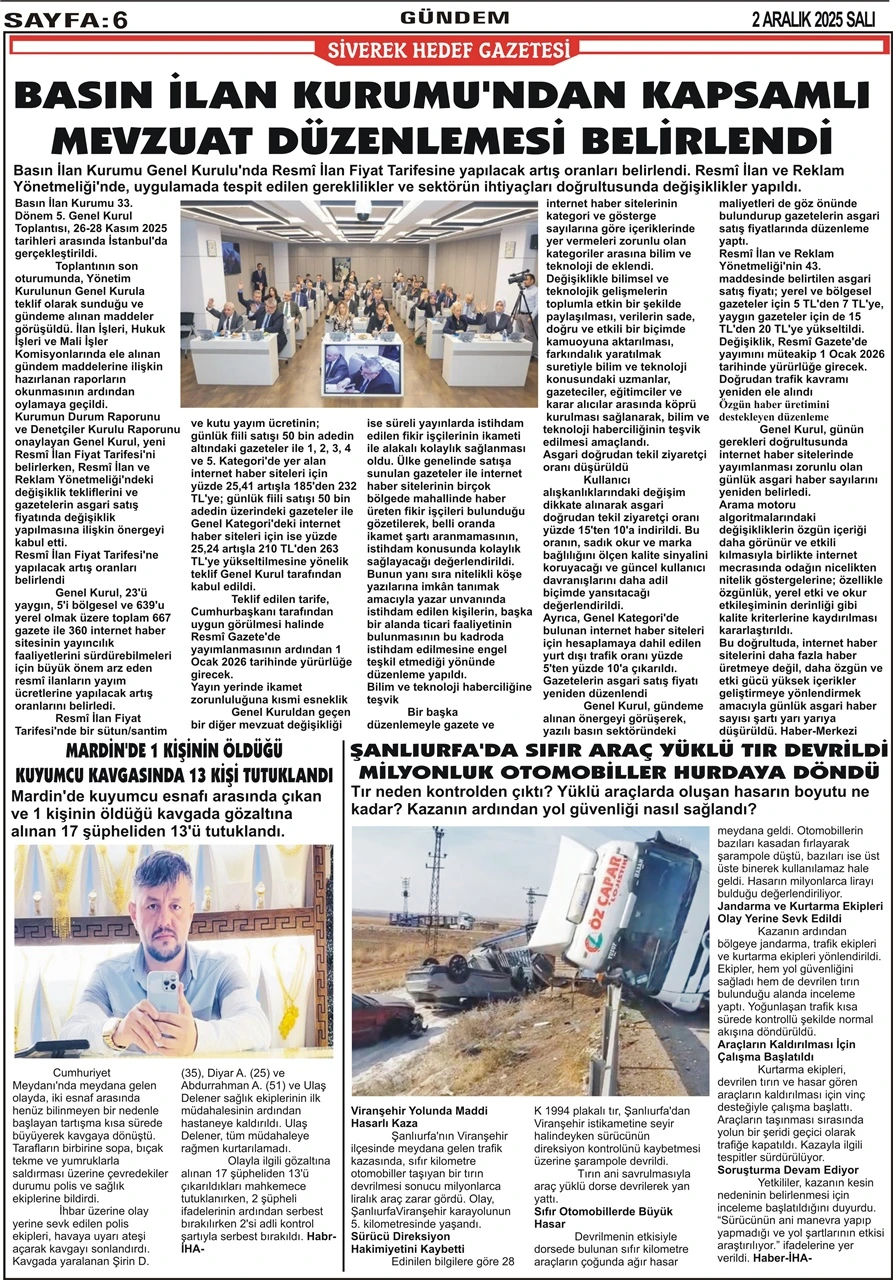 2.12.2025 Tarihli Gazetemiz