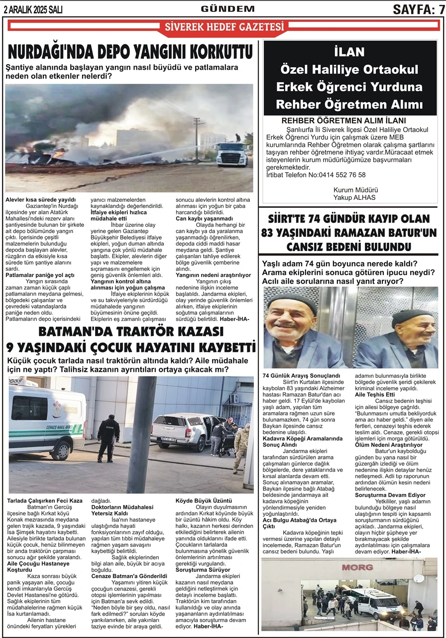 2.12.2025 Tarihli Gazetemiz