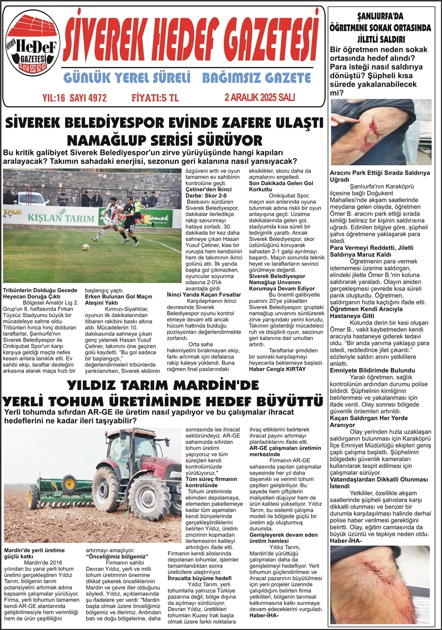 2.12.2025 Tarihli Gazetemiz