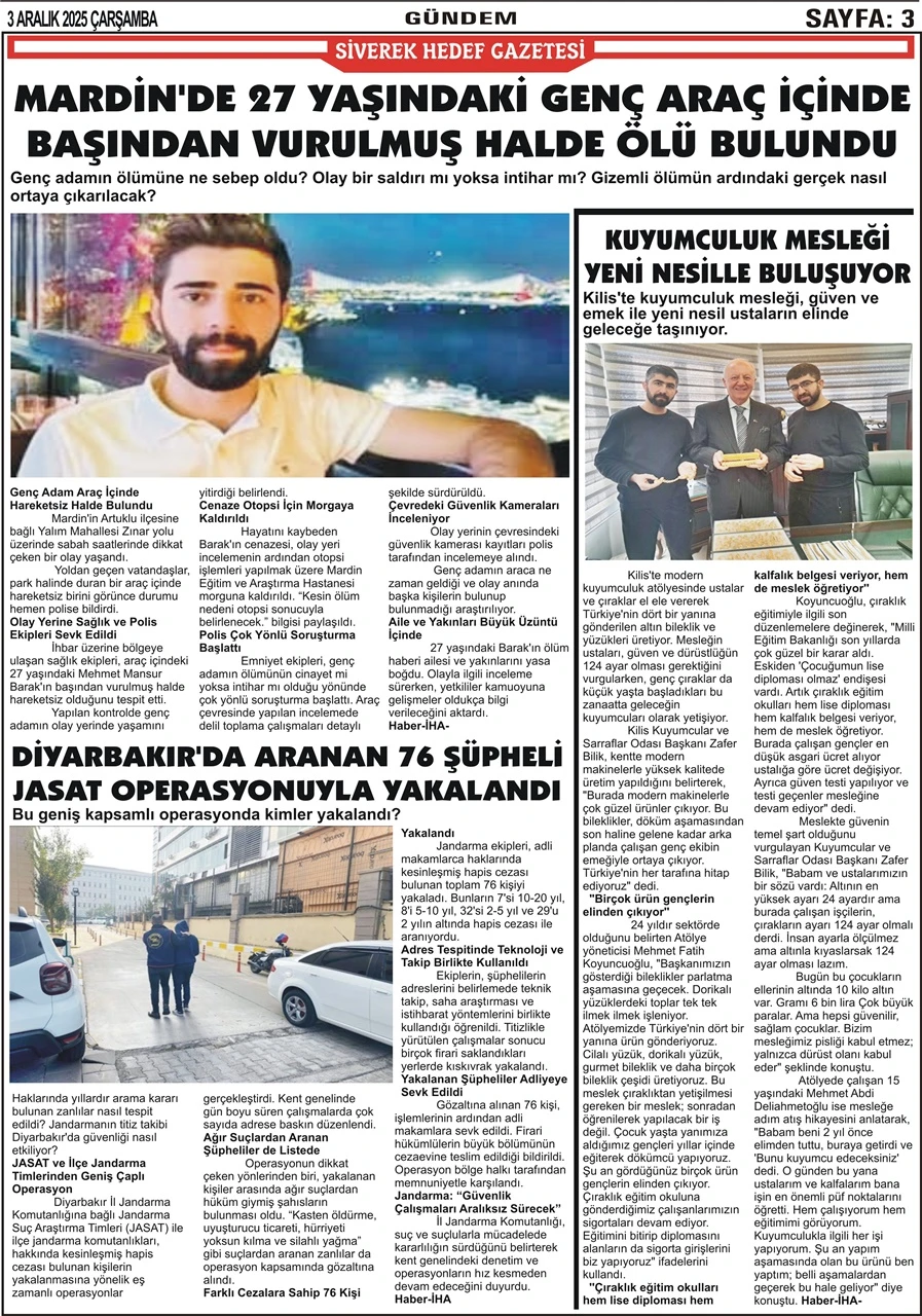 3.12.2025 Tarihli Gazetemiz