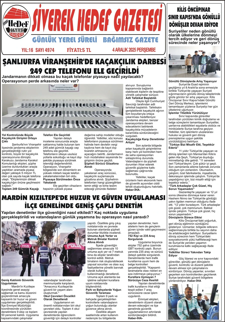 4.12.2025 Tarihli Gazetemiz
