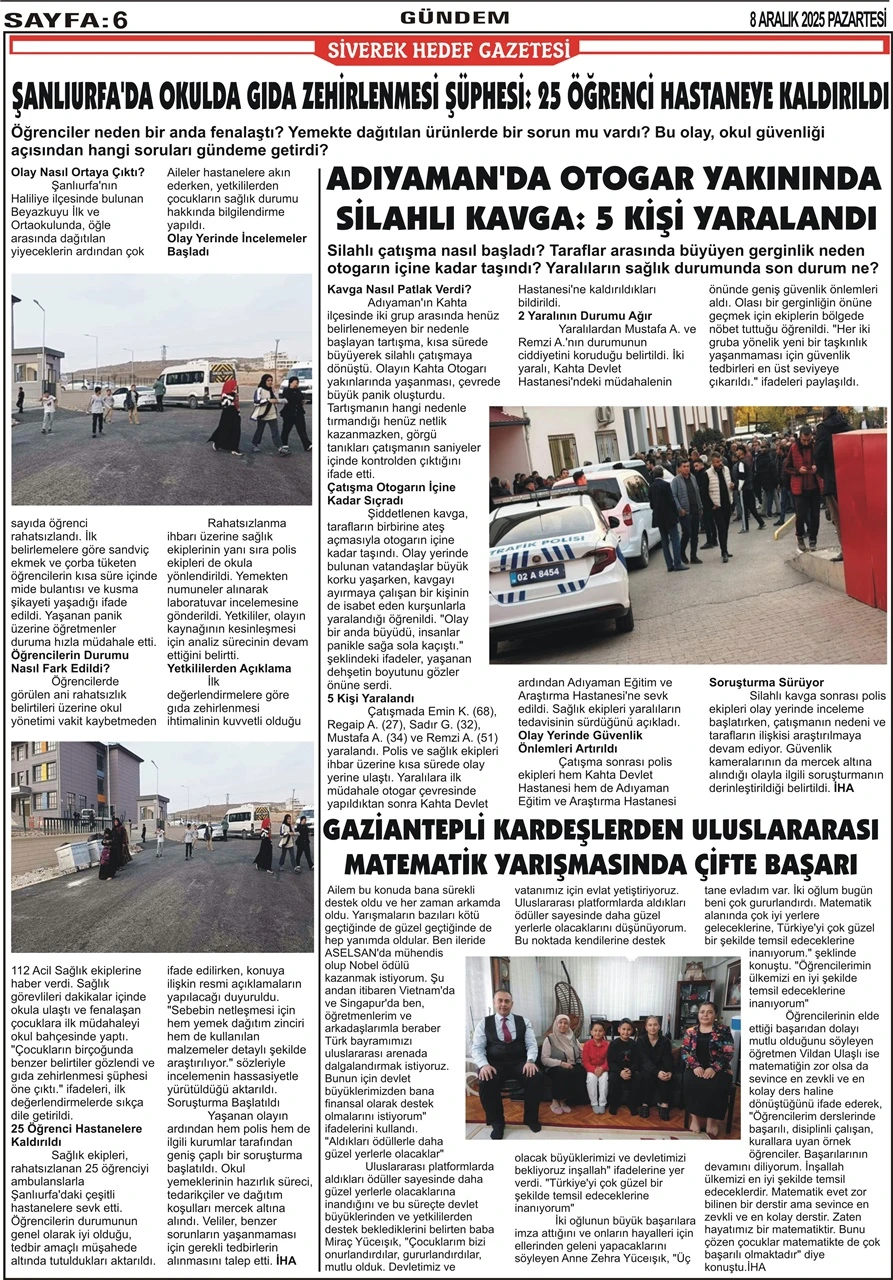 08.12.2025 Tarihli Gazetemiz