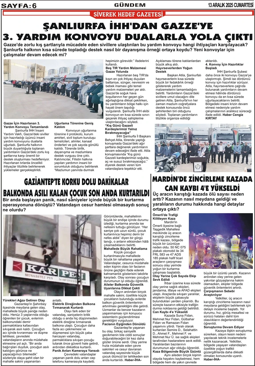 13.12.2025 Tarihli Gazetemiz