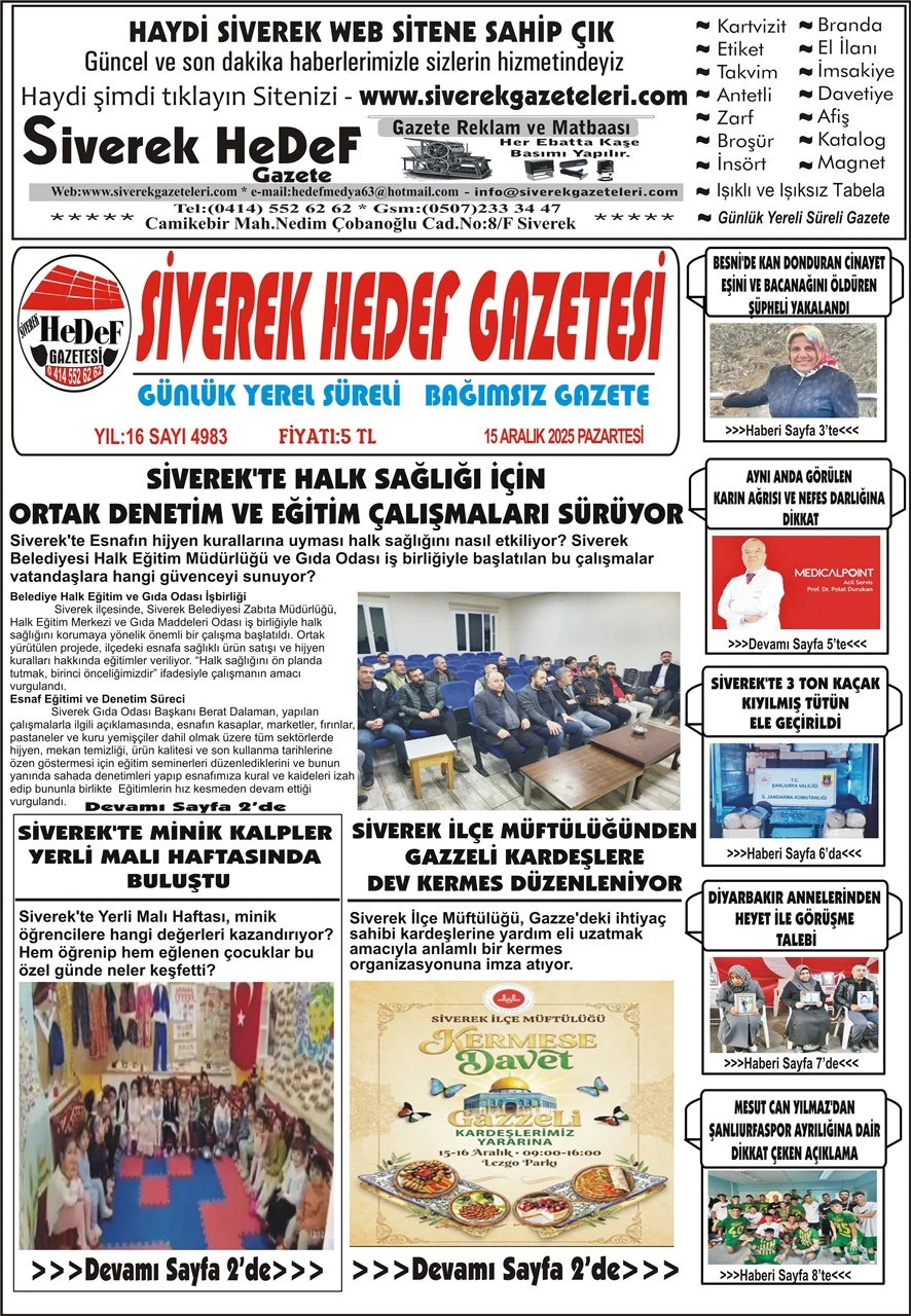 15.12.2025 Tarihli Gazetemiz