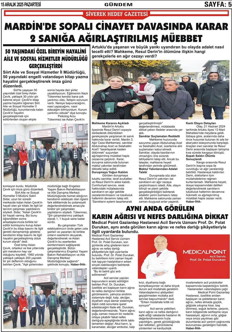 15.12.2025 Tarihli Gazetemiz