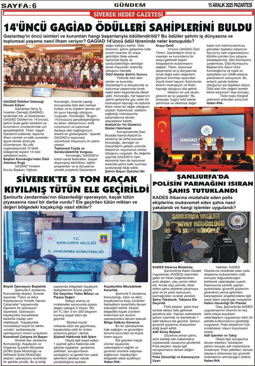 15.12.2025 Tarihli Gazetemiz