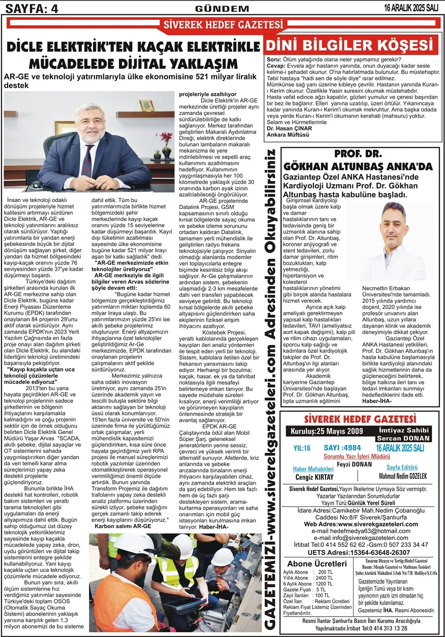 16.12.2025 Tarihli Gazetemiz