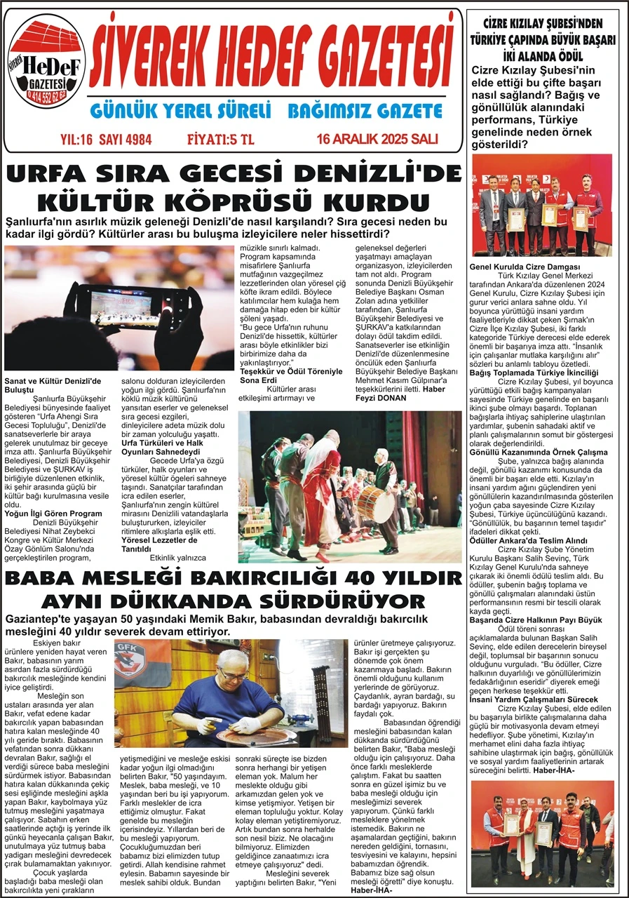 16.12.2025 Tarihli Gazetemiz