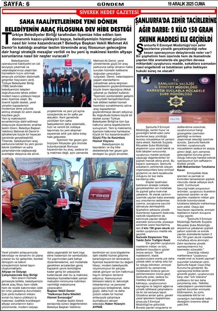 19.12.2025 Tarihli Gazetemiz