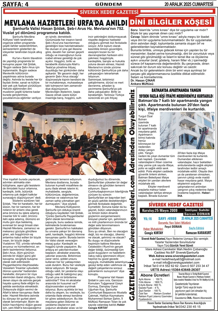 20.12.2025 Tarihli Gazetemiz