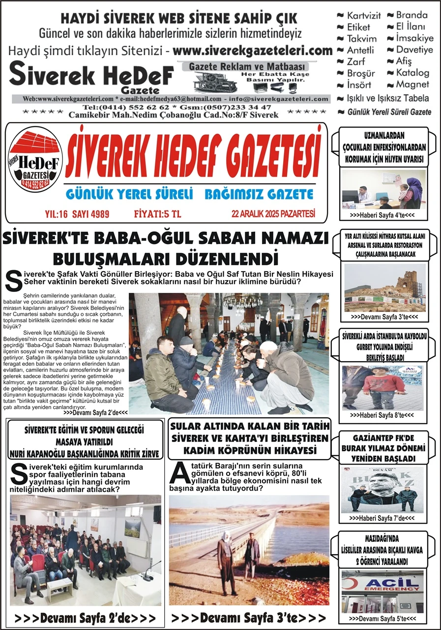 22.12.2025 Tarihli Gazetemiz