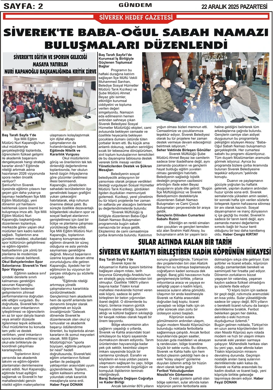 22.12.2025 Tarihli Gazetemiz