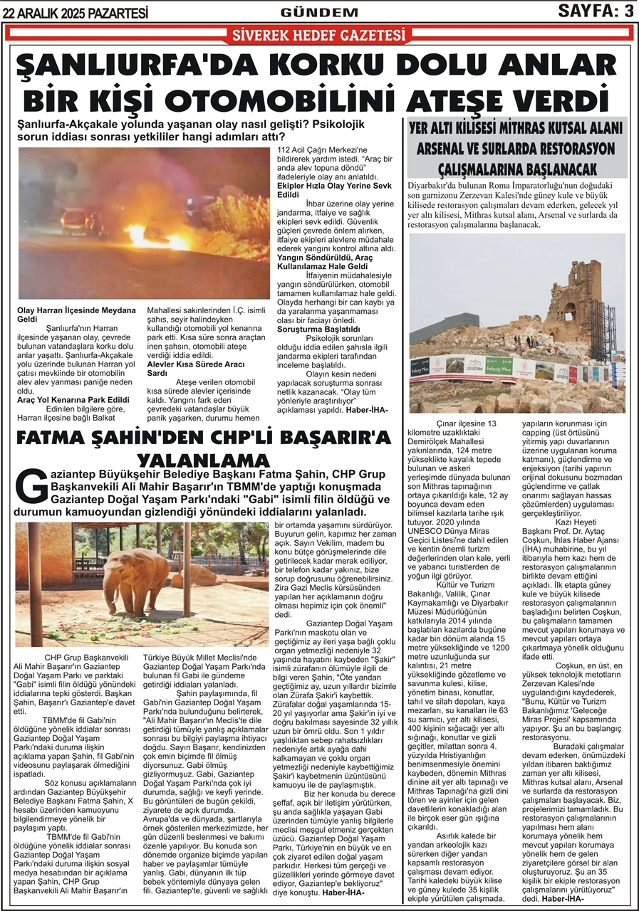 22.12.2025 Tarihli Gazetemiz