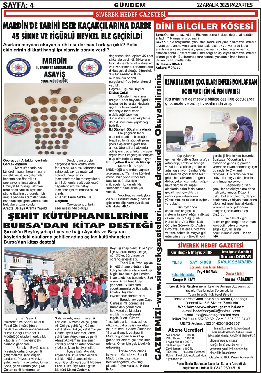 22.12.2025 Tarihli Gazetemiz