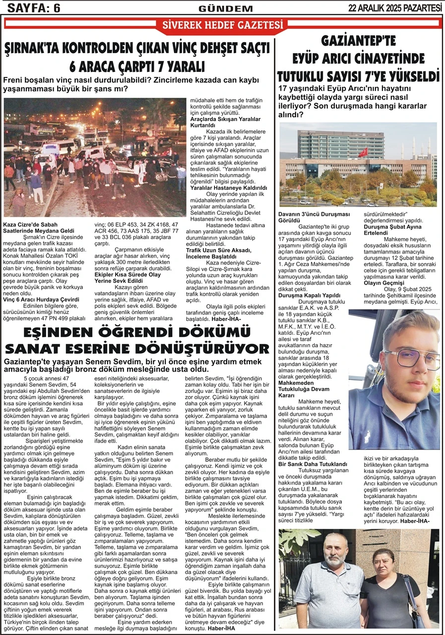22.12.2025 Tarihli Gazetemiz