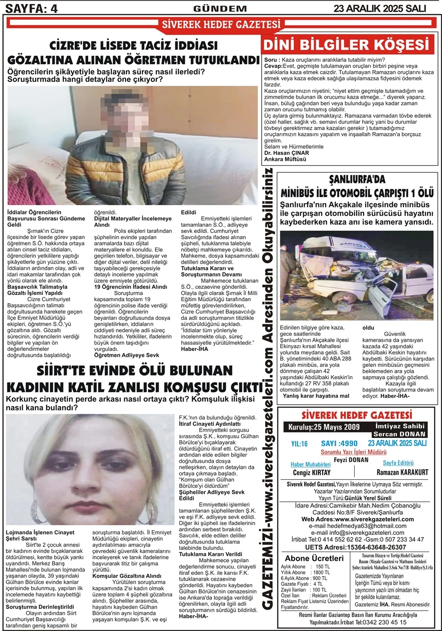 23.12.2025 Tarihli Gazetemiz