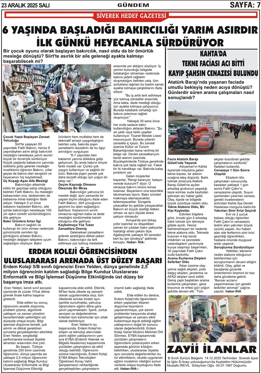 23.12.2025 Tarihli Gazetemiz