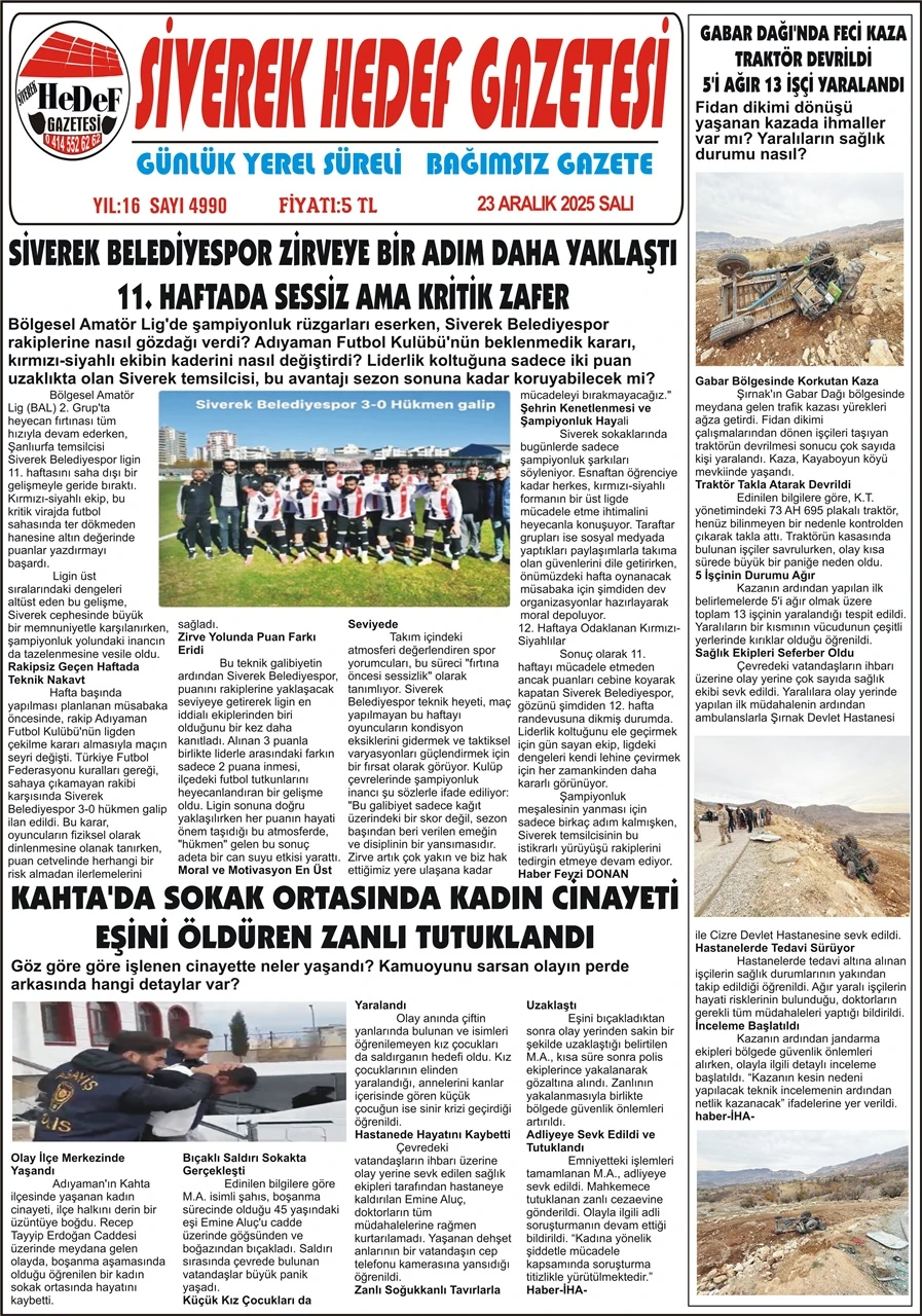 23.12.2025 Tarihli Gazetemiz