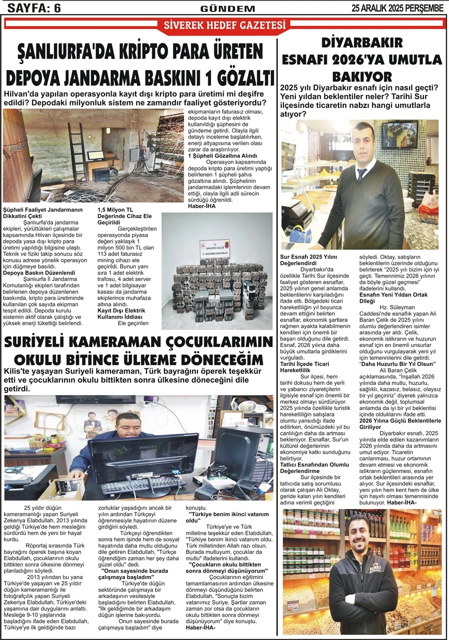 25.12.2025 Tarihli Gazetemiz