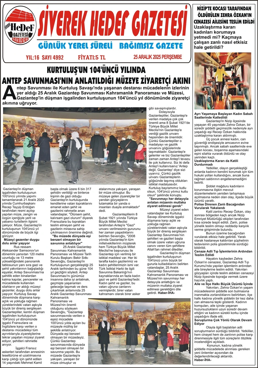 25.12.2025 Tarihli Gazetemiz