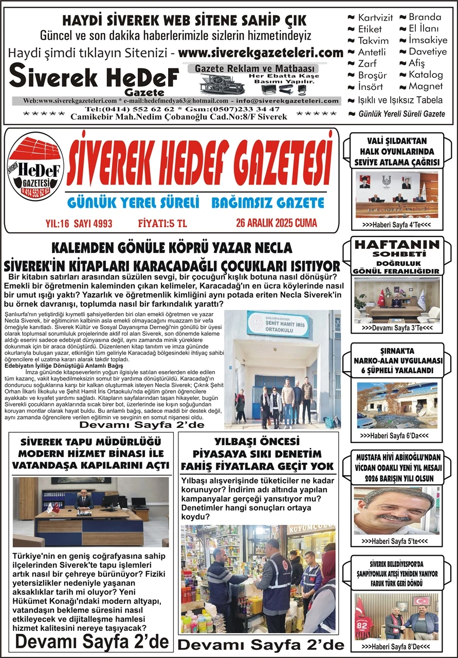 26.12.2025 Tarihli Gazetemiz