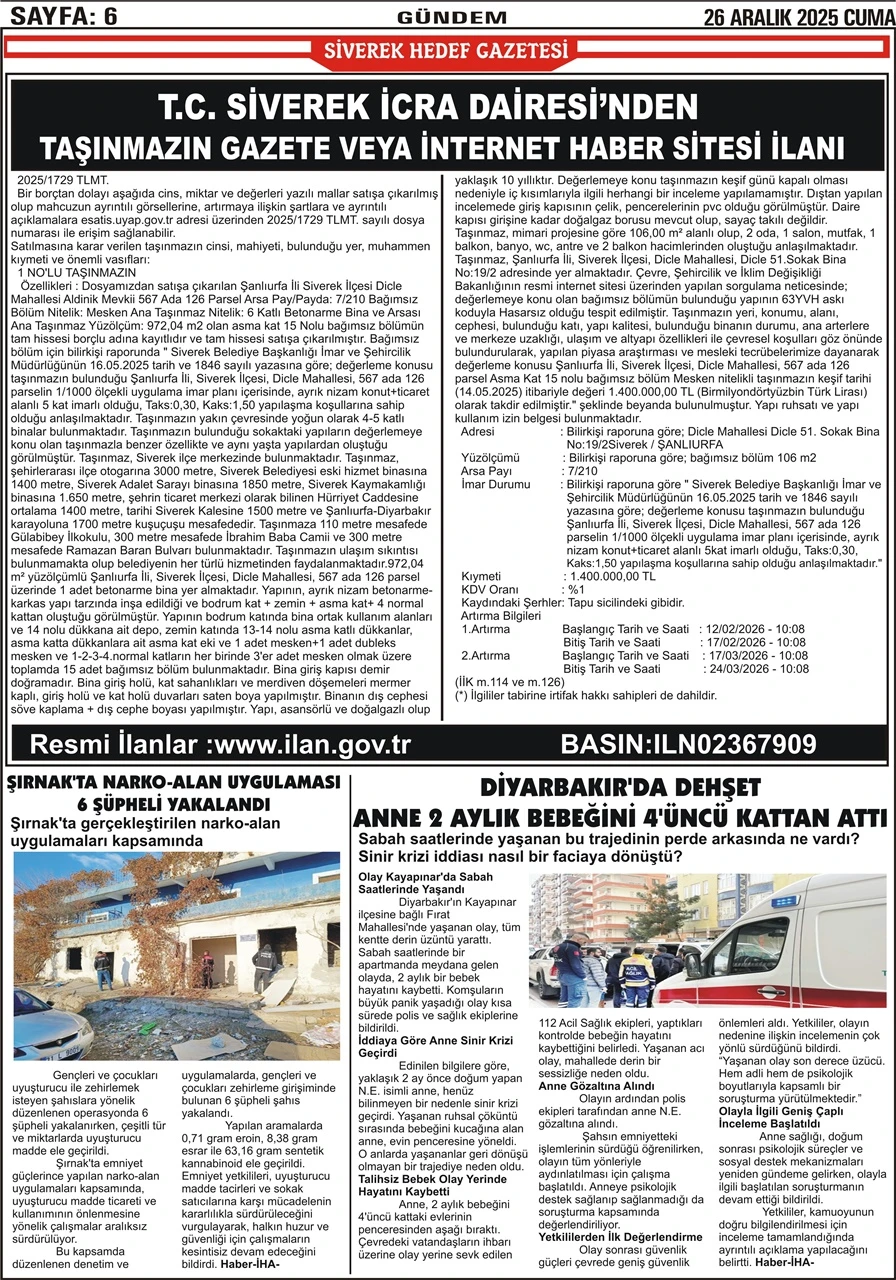 26.12.2025 Tarihli Gazetemiz