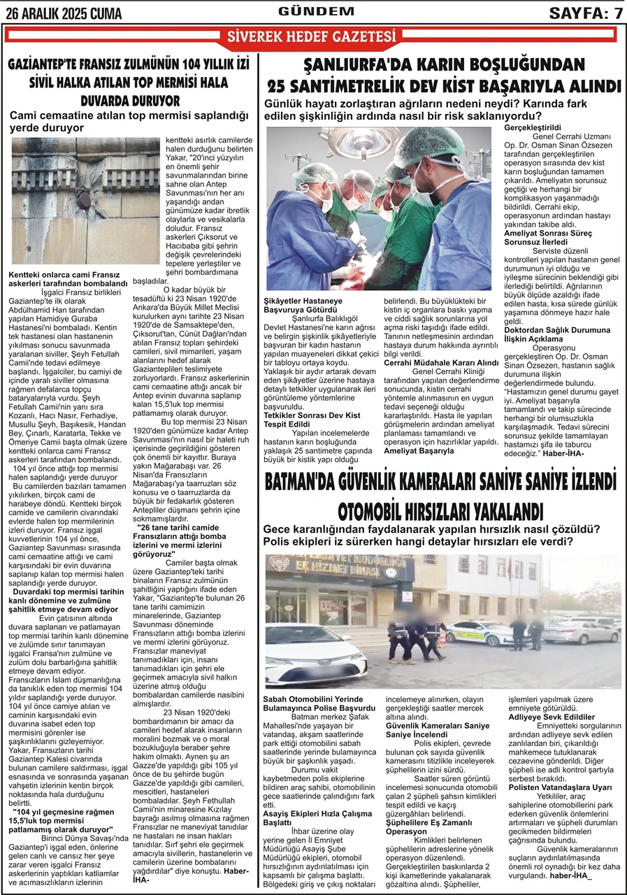 26.12.2025 Tarihli Gazetemiz