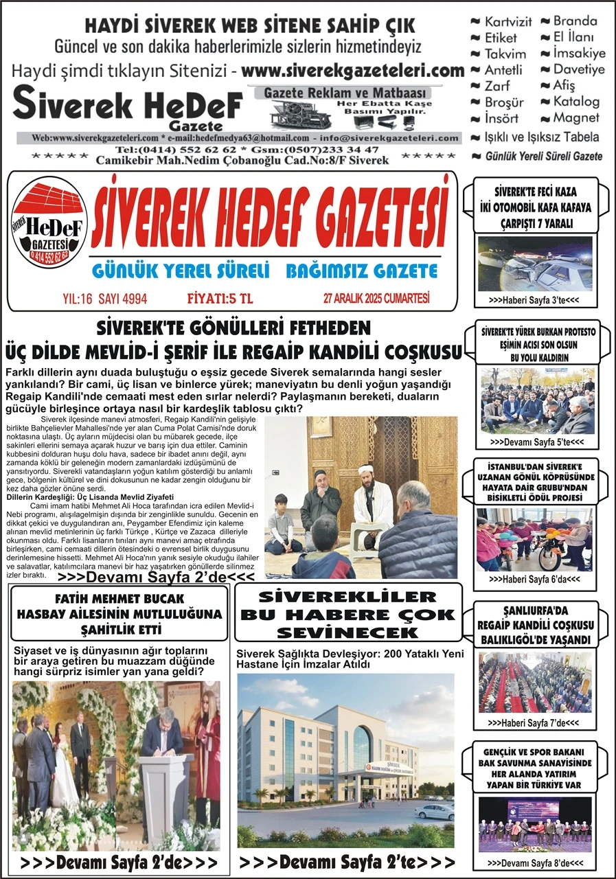 27.12.2025 Tarihli Gazetemiz