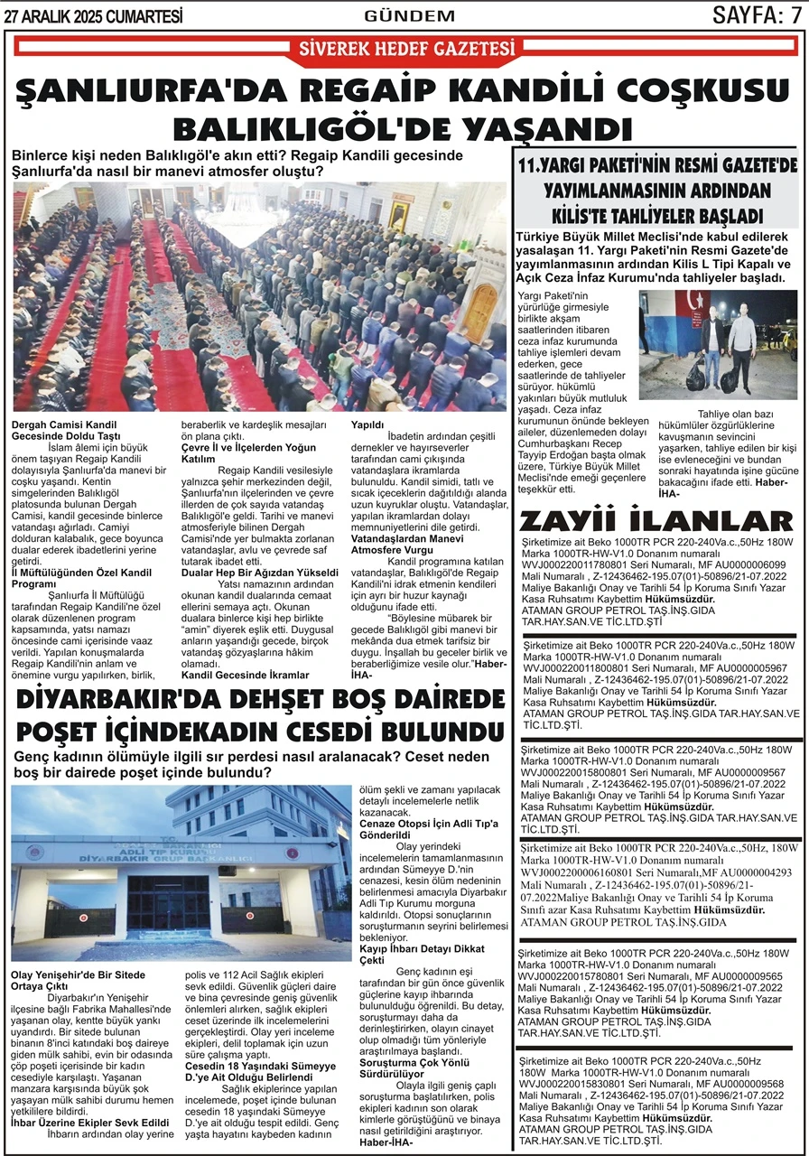 27.12.2025 Tarihli Gazetemiz