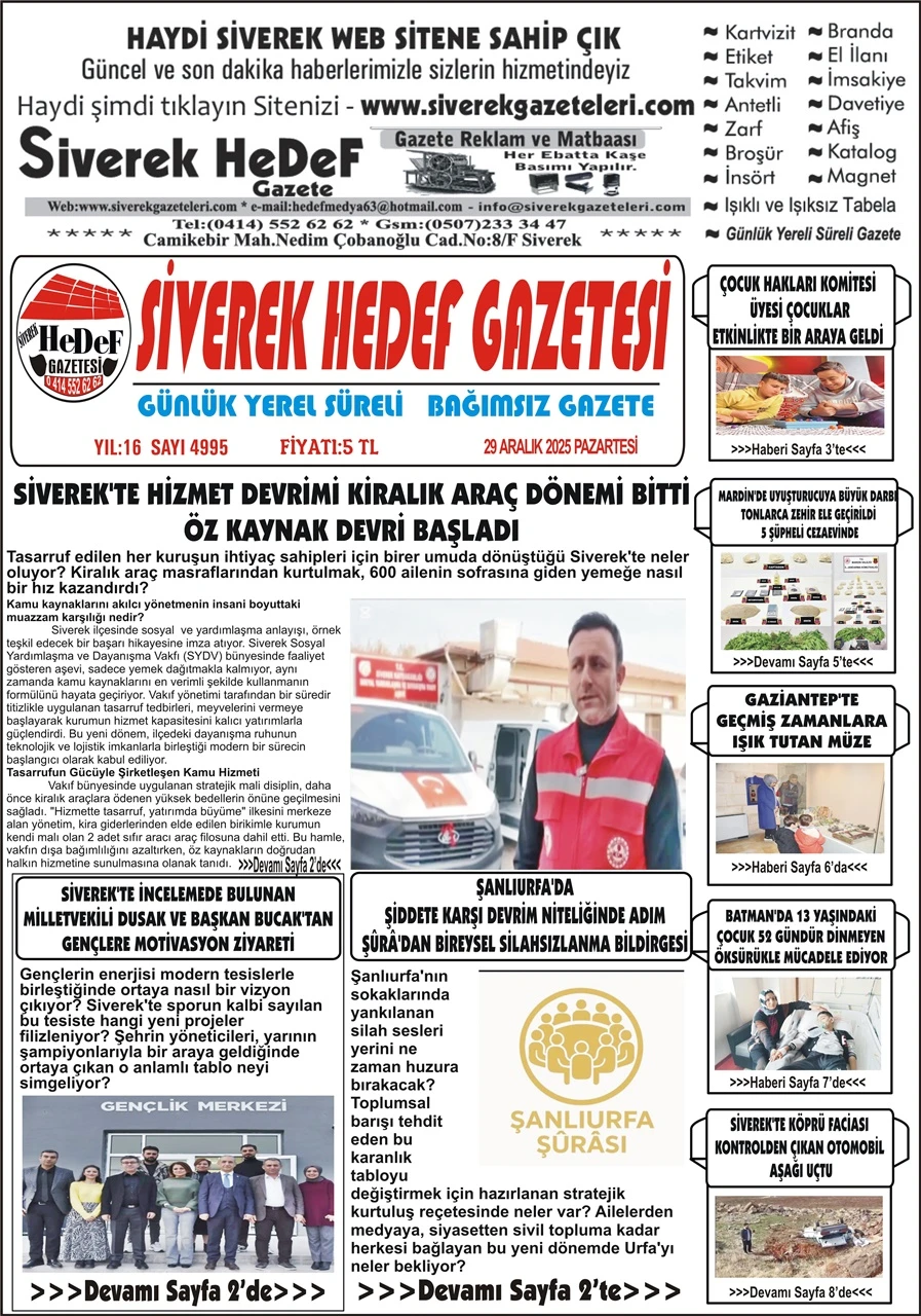 29.12.2025 Tarihli Gazetemiz