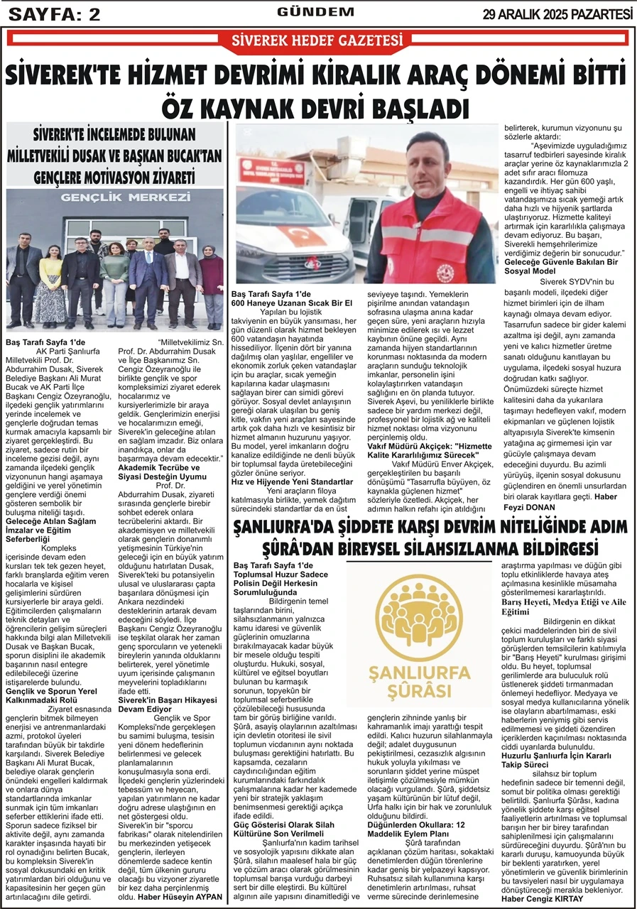 29.12.2025 Tarihli Gazetemiz