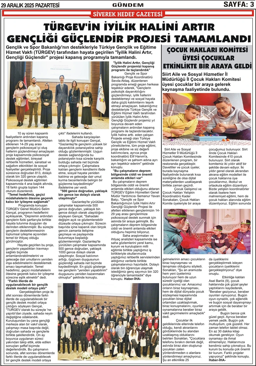 29.12.2025 Tarihli Gazetemiz