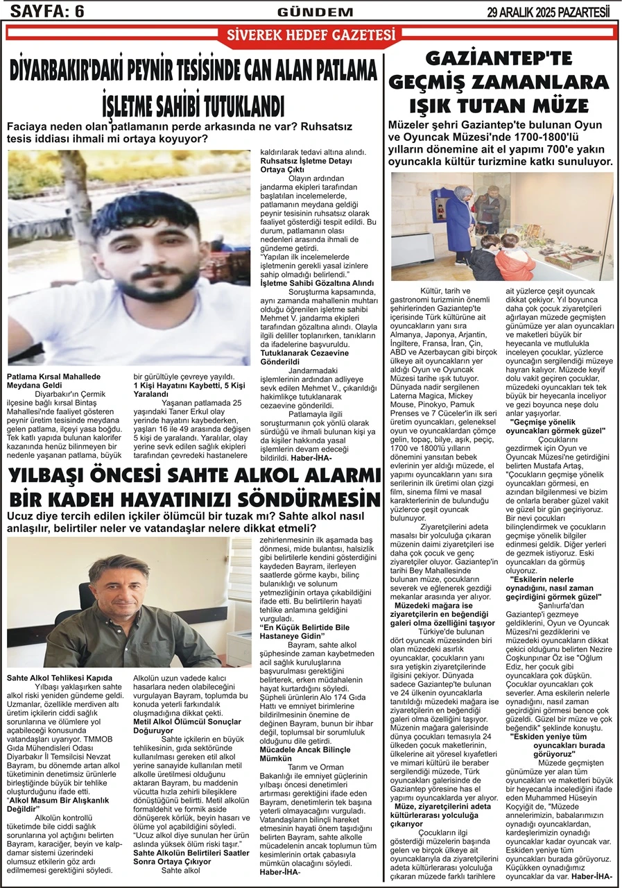 29.12.2025 Tarihli Gazetemiz
