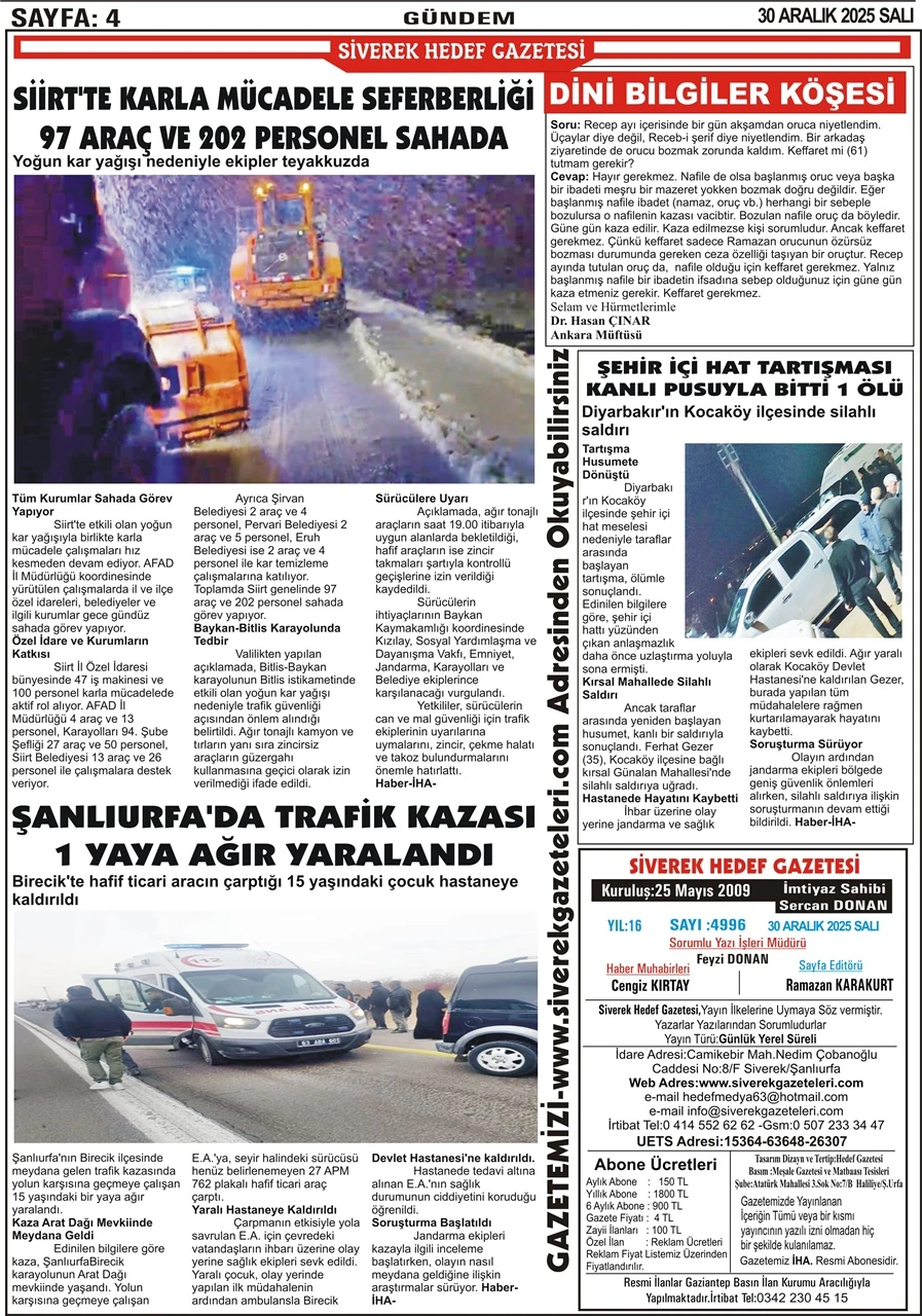 30.12.2025 Tarihli Gazetemiz