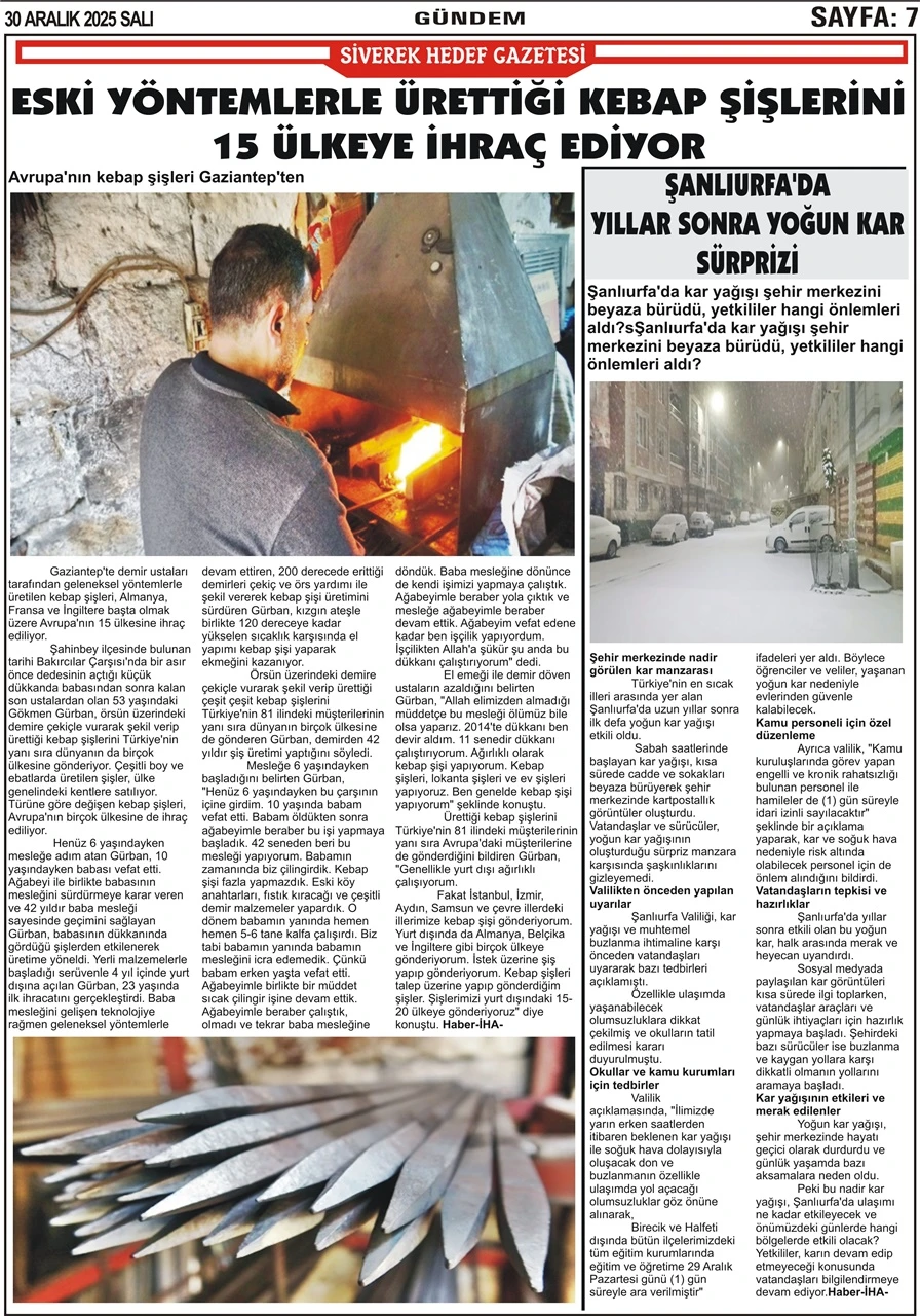 30.12.2025 Tarihli Gazetemiz