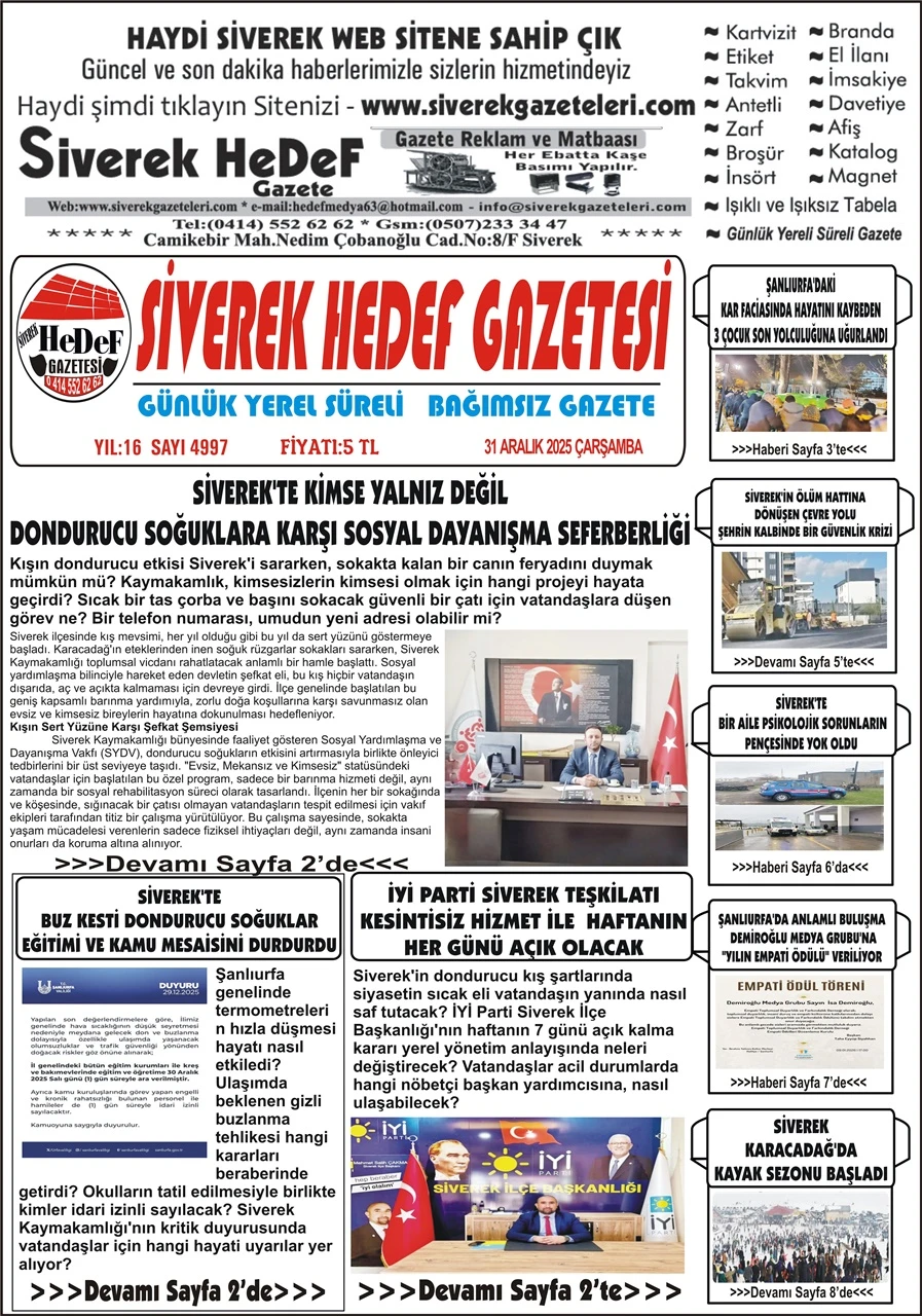 31.12.2025 Tarihli Gazetemiz