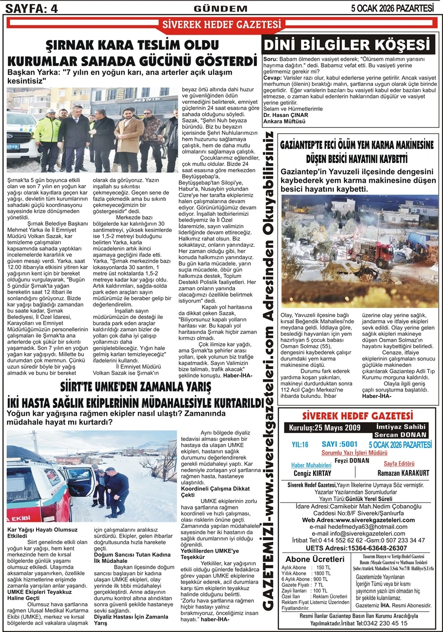 05.01.2026 Tarihli Gazetemiz