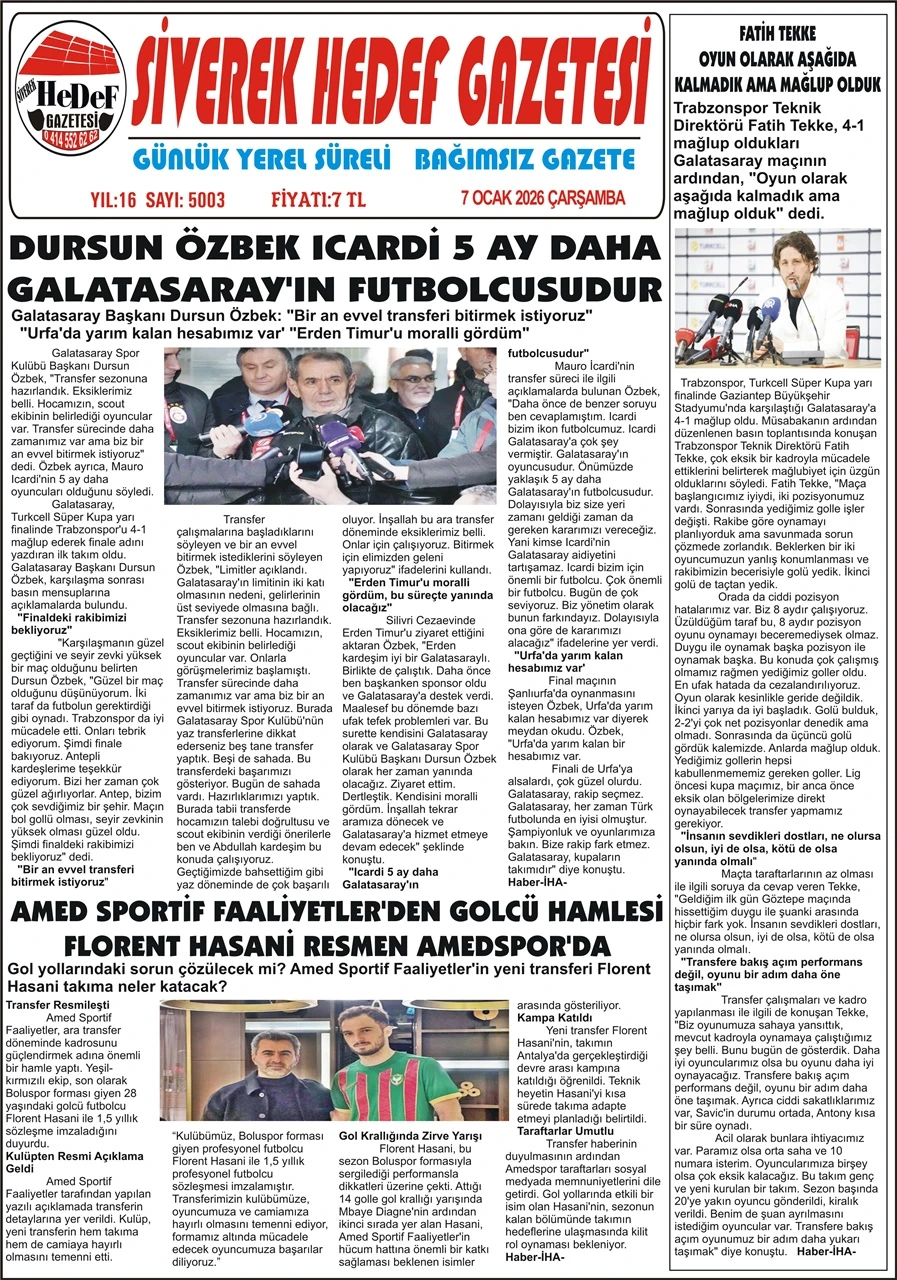 07.01.2026 Tarihli Gazetemiz 