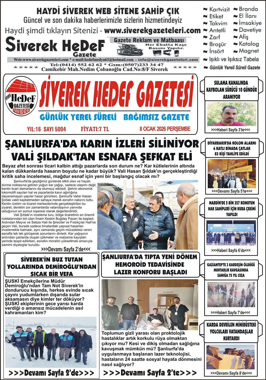 08.01.2026 Tarihli Gazetemiz