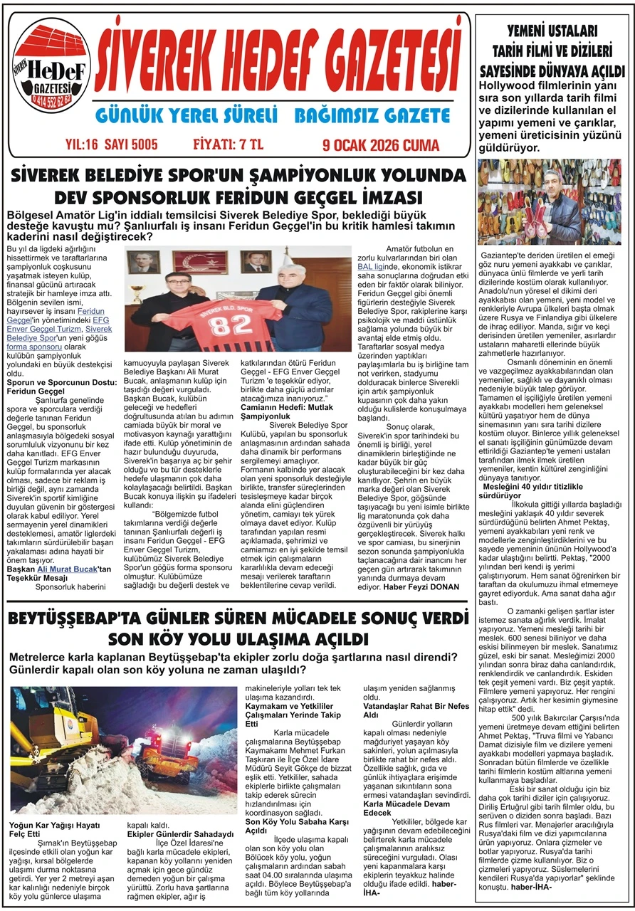 09.01.2026 Tarihli Gazetemiz