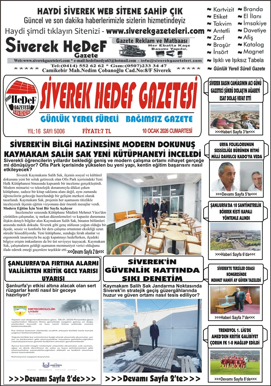 10.01.2026 Tarihli Gazetemiz