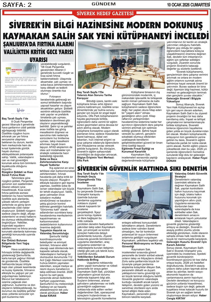 10.01.2026 Tarihli Gazetemiz